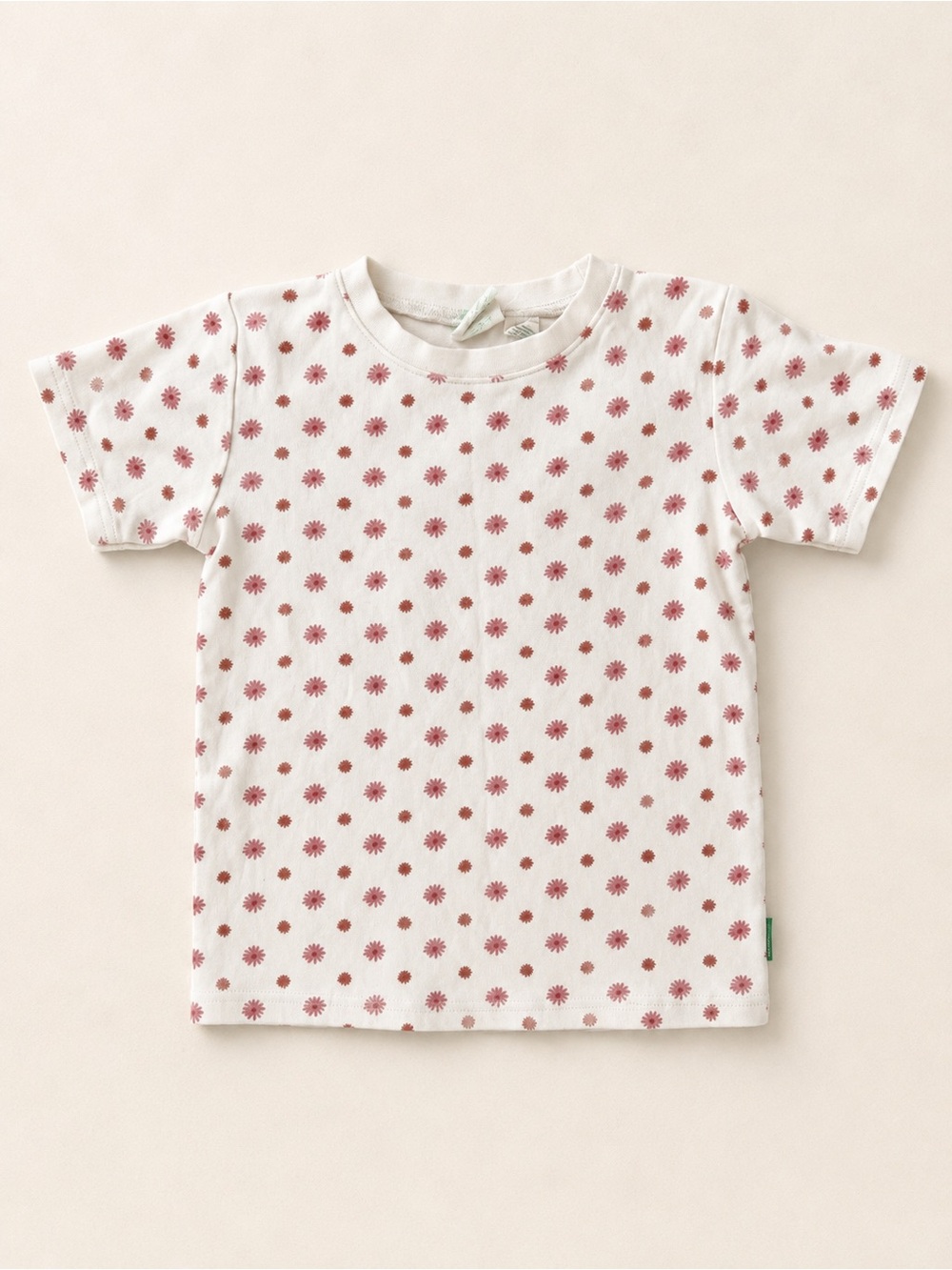 Parade Organics White T-Shirt with Red Floral Dot Print / Girls Floral Shirt